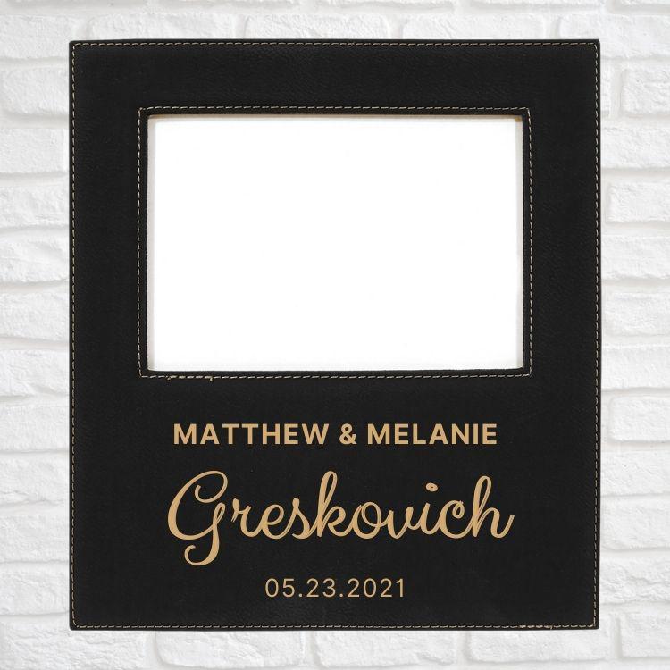 Wedding Designs on Vegan Leather 5x7 Customizable Photo Frame