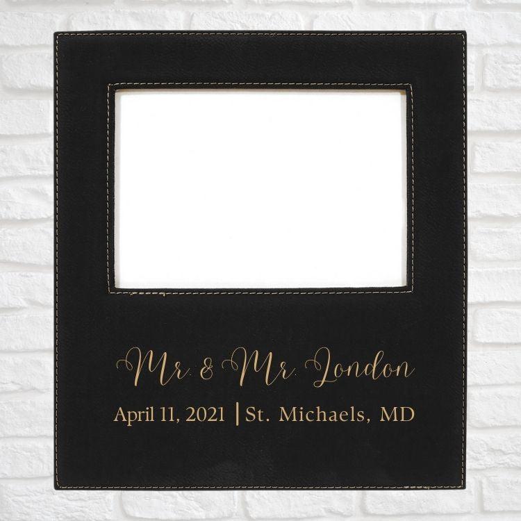 Wedding Designs on Vegan Leather 5x7 Customizable Photo Frame