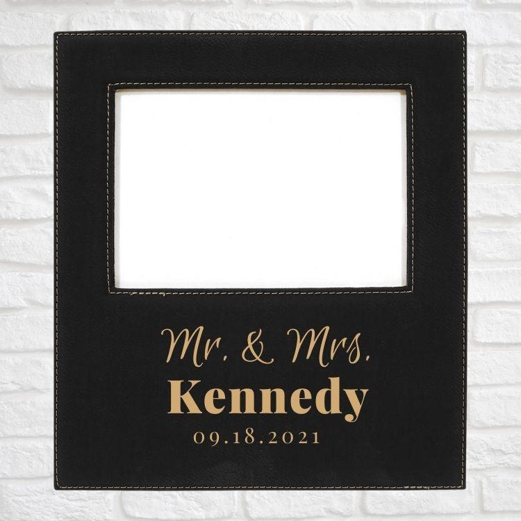 Wedding Designs on Vegan Leather 5x7 Customizable Photo Frame