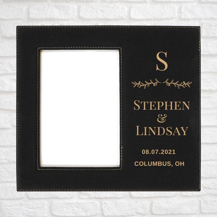 Wedding Designs on Vegan Leather 5x7 Customizable Photo Frame