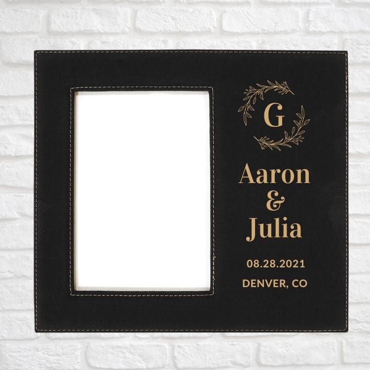 Wedding Designs on Vegan Leather 5x7 Customizable Photo Frame