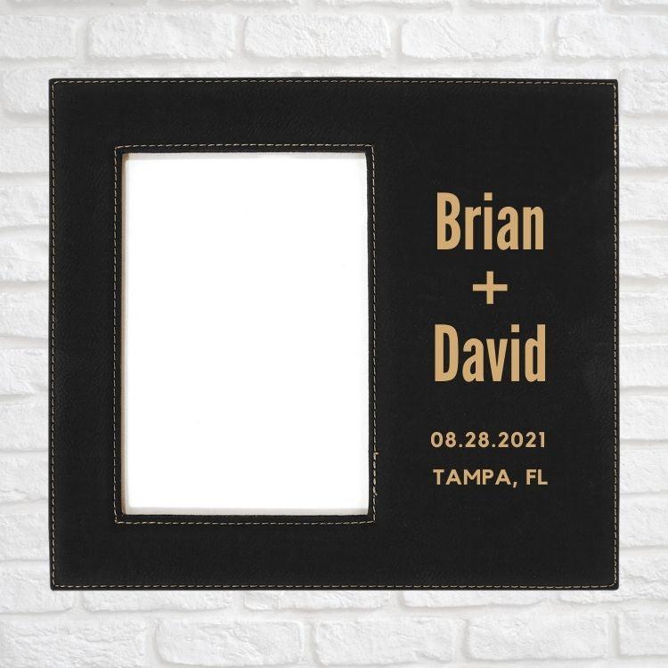 Wedding Designs on Vegan Leather 5x7 Customizable Photo Frame