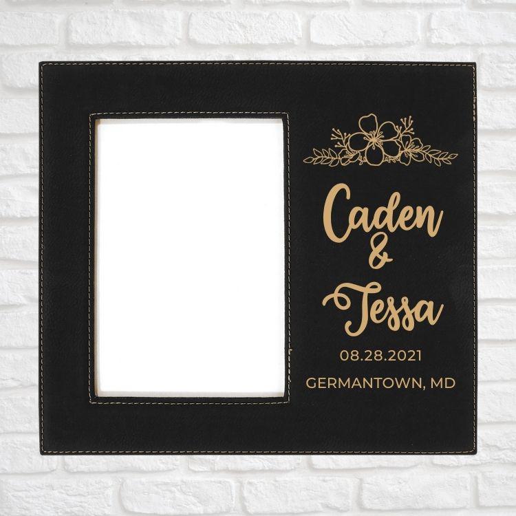 Wedding Designs on Vegan Leather 5x7 Customizable Photo Frame