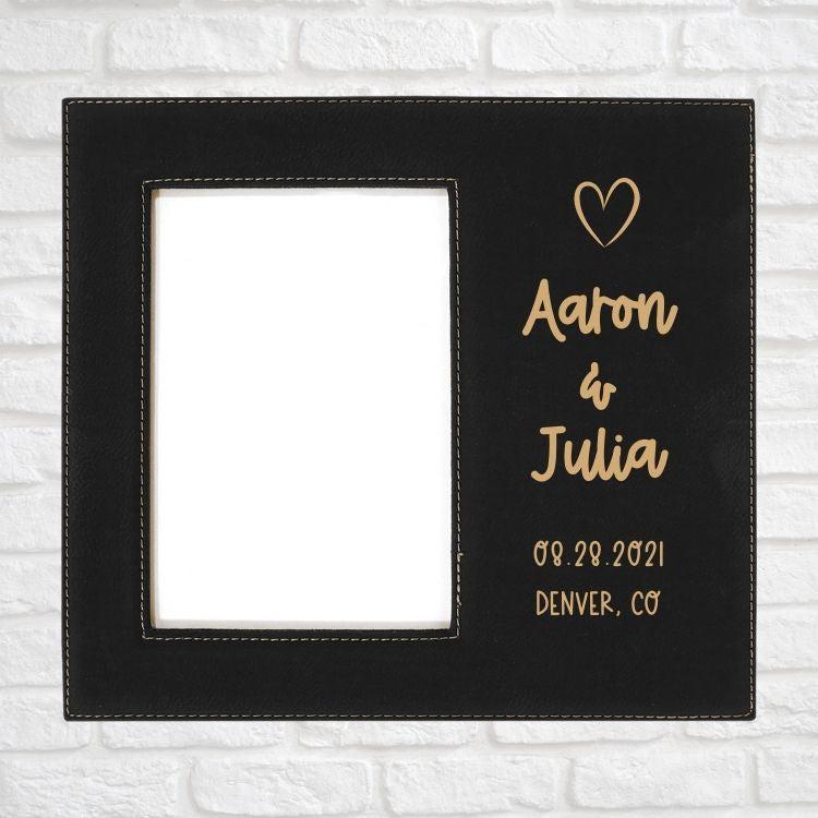 Wedding Designs on Vegan Leather 5x7 Customizable Photo Frame