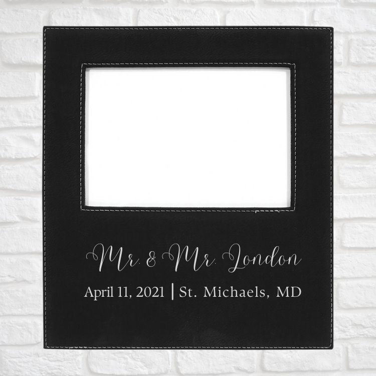 Wedding Designs on Vegan Leather 5x7 Customizable Photo Frame