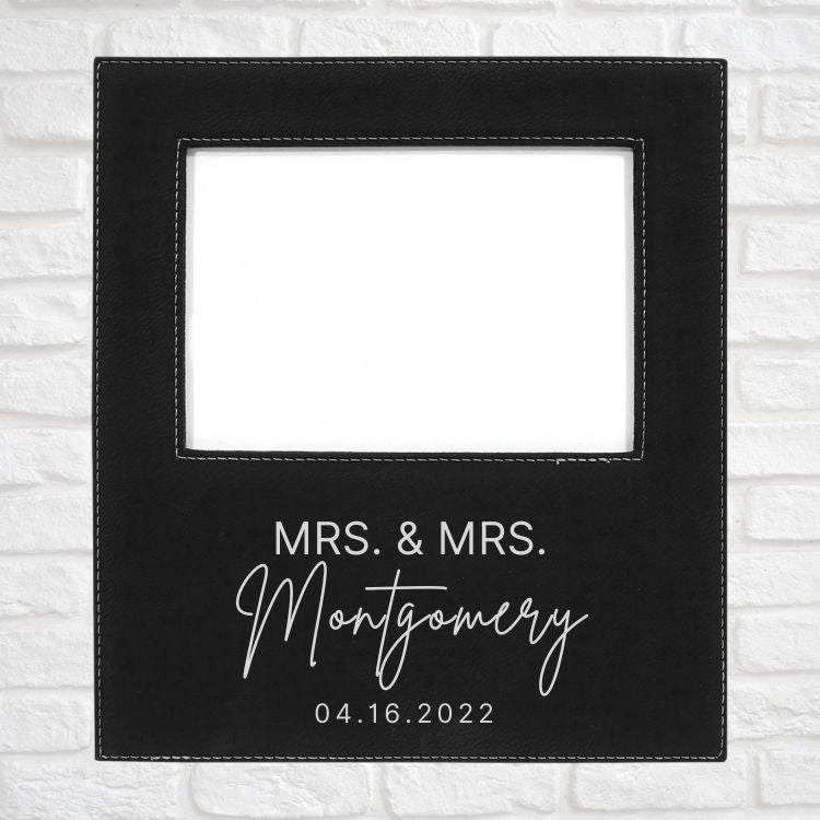 Wedding Designs on Vegan Leather 5x7 Customizable Photo Frame