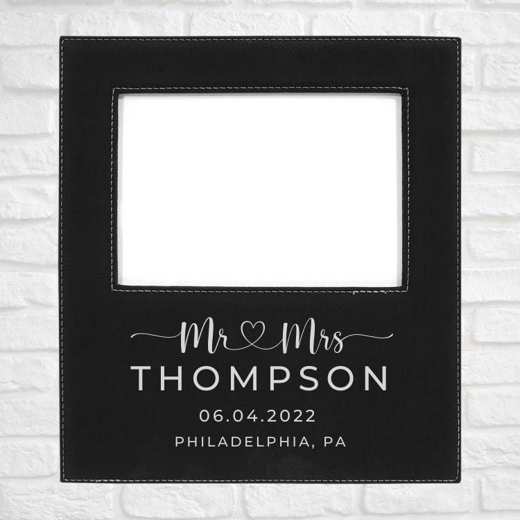 Wedding Designs on Vegan Leather 5x7 Customizable Photo Frame