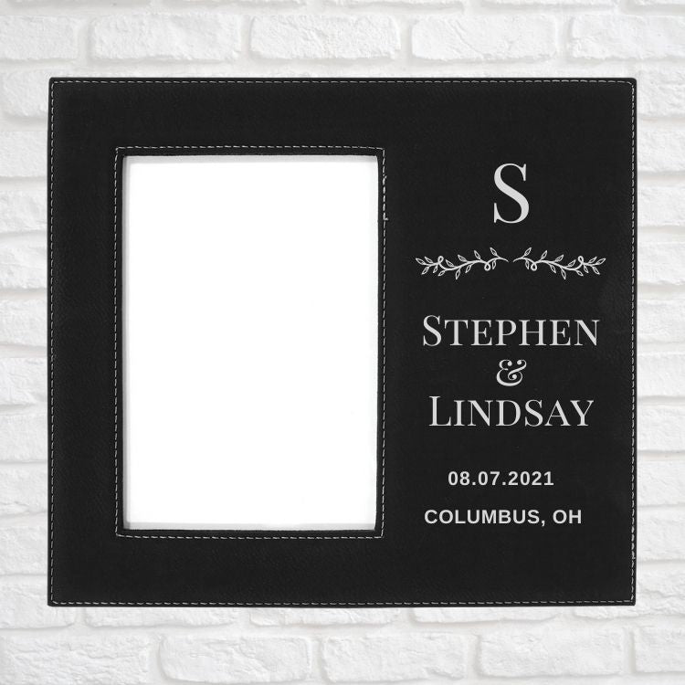 Wedding Designs on Vegan Leather 5x7 Customizable Photo Frame