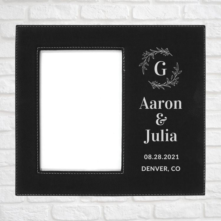 Wedding Designs on Vegan Leather 5x7 Customizable Photo Frame