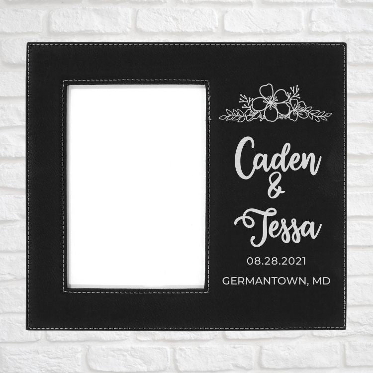 Wedding Designs on Vegan Leather 5x7 Customizable Photo Frame