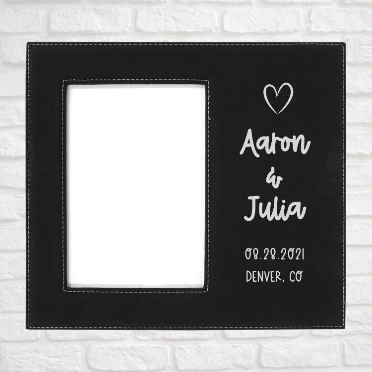 Wedding Designs on Vegan Leather 5x7 Customizable Photo Frame