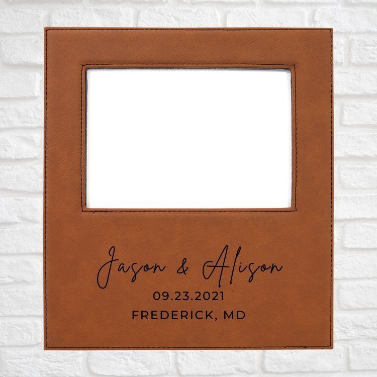 Wedding Designs on Vegan Leather 5x7 Customizable Photo Frame