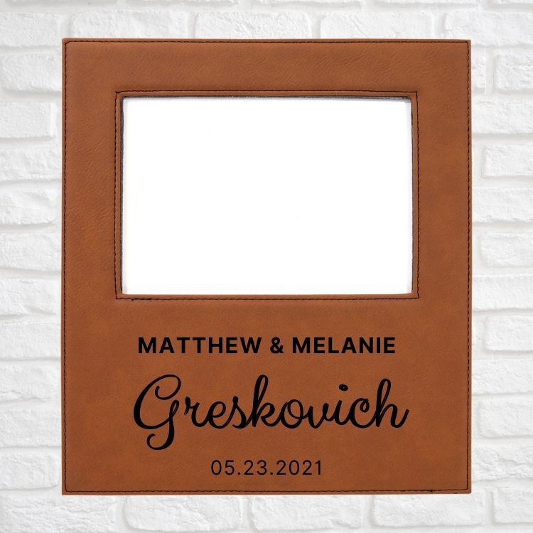 Wedding Designs on Vegan Leather 5x7 Customizable Photo Frame