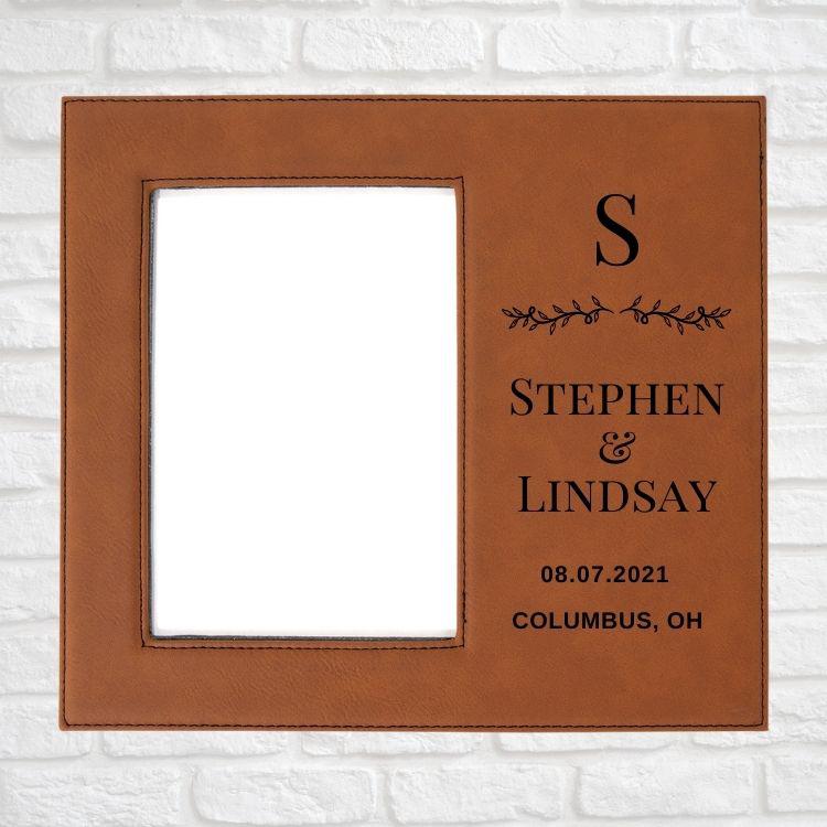 Wedding Designs on Vegan Leather 5x7 Customizable Photo Frame