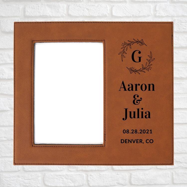 Wedding Designs on Vegan Leather 5x7 Customizable Photo Frame