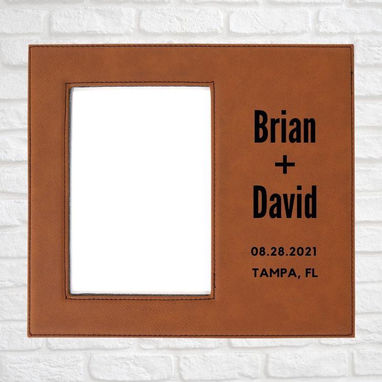 Wedding Designs on Vegan Leather 5x7 Customizable Photo Frame