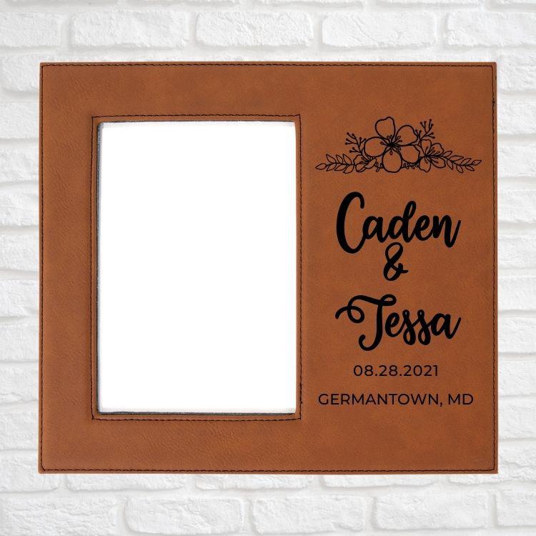 Wedding Designs on Vegan Leather 5x7 Customizable Photo Frame