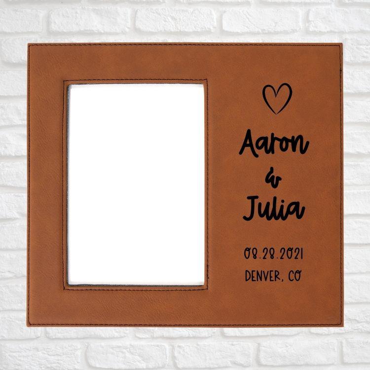 Wedding Designs on Vegan Leather 5x7 Customizable Photo Frame