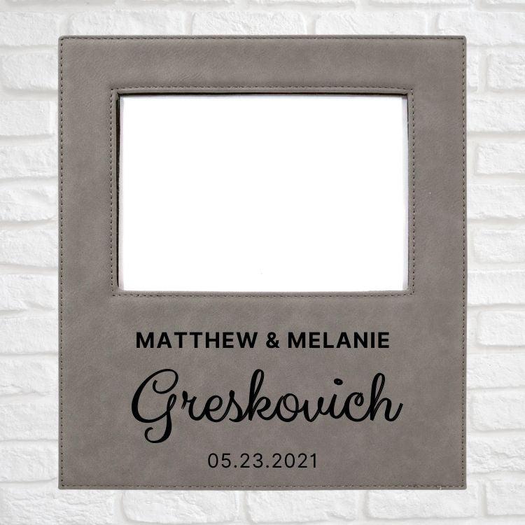 Wedding Designs on Vegan Leather 5x7 Customizable Photo Frame