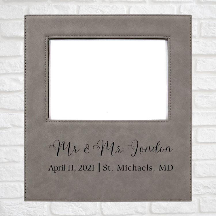 Wedding Designs on Vegan Leather 5x7 Customizable Photo Frame