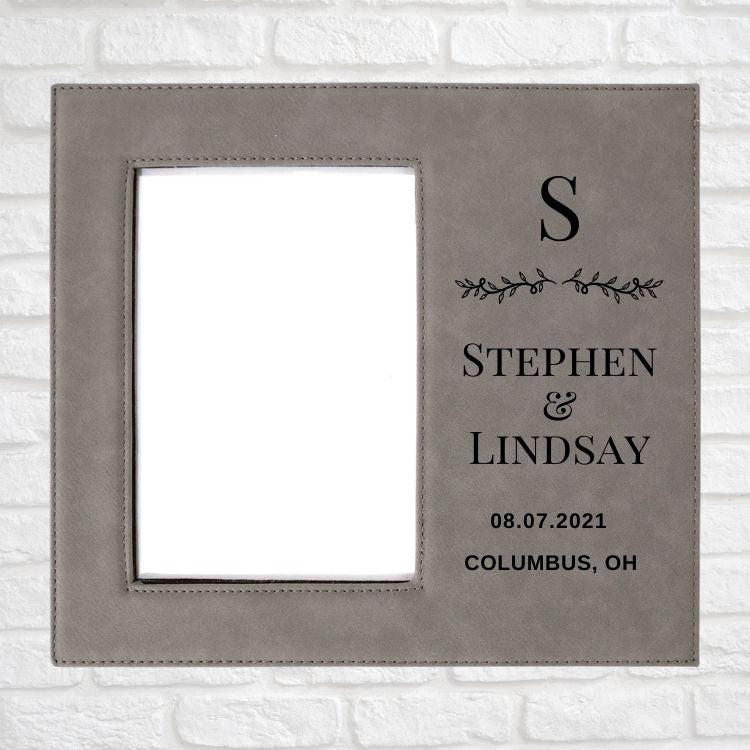 Wedding Designs on Vegan Leather 5x7 Customizable Photo Frame