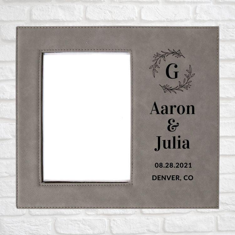 Wedding Designs on Vegan Leather 5x7 Customizable Photo Frame