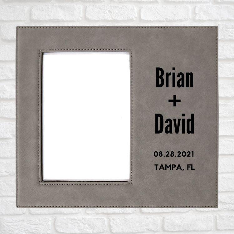 Wedding Designs on Vegan Leather 5x7 Customizable Photo Frame