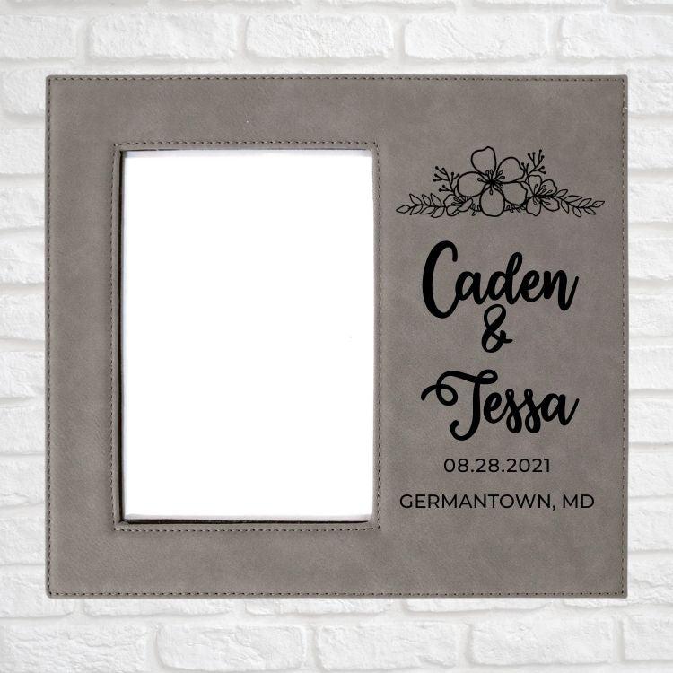 Wedding Designs on Vegan Leather 5x7 Customizable Photo Frame