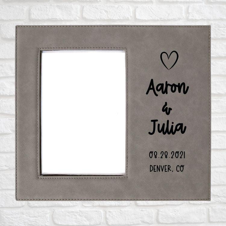 Wedding Designs on Vegan Leather 5x7 Customizable Photo Frame